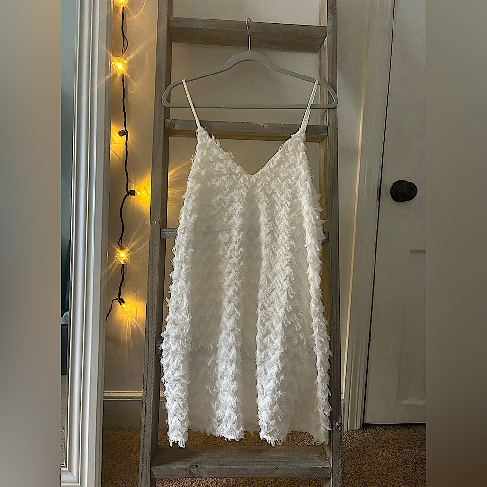 Cupshe White Fluffy Texture Dress